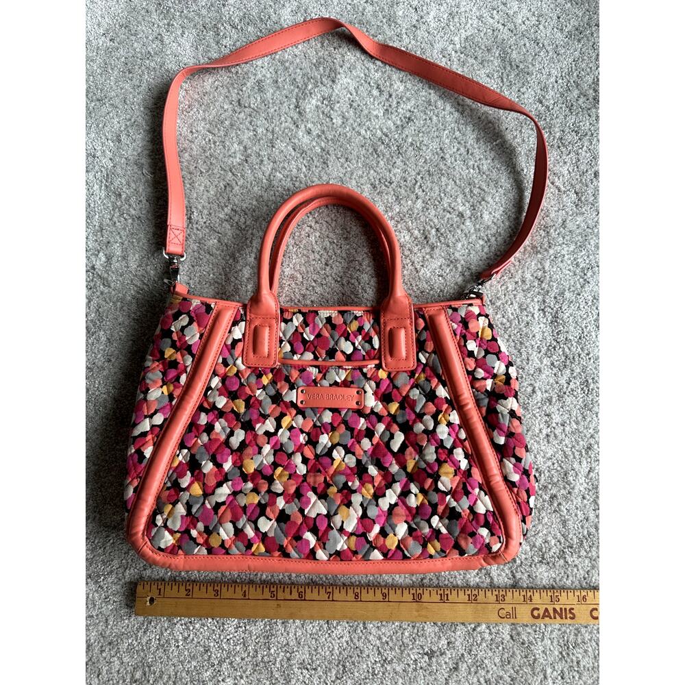 Vera Bradley Pixie Confetti Pink/Coral/White Shoulder Purse Bag Vacation Travel